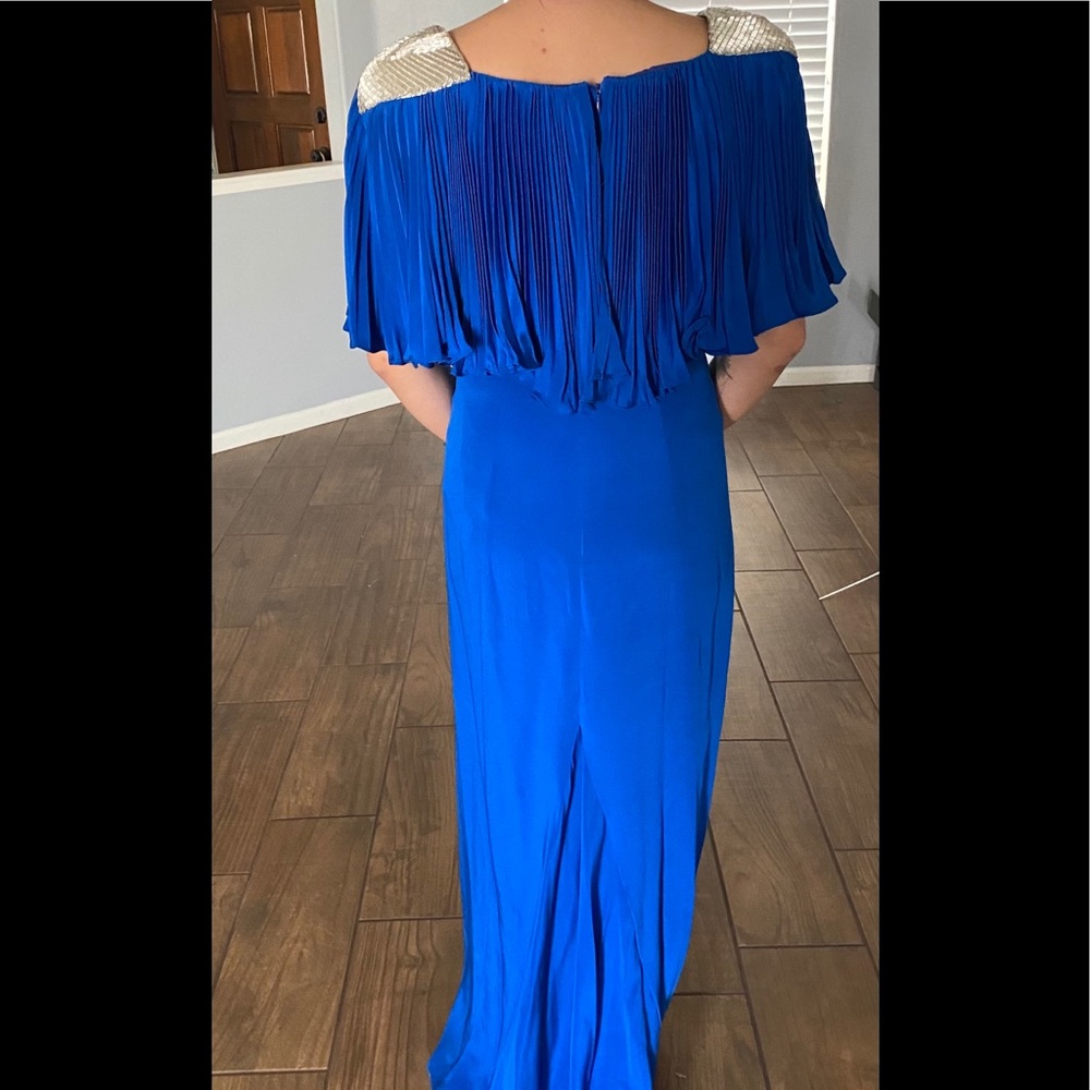 GORGEOUS! Vintage Blue Flow Shoulders Formal Dress